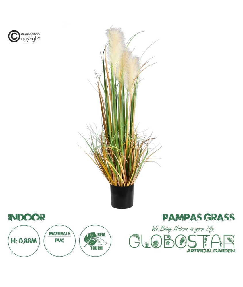 GloboStar® Artificial Garden PAMPAS GRASS 20107 Τεχνητό Διακοσμητικό Φυτό Γρασίδι της Πάμπας Υ88cm